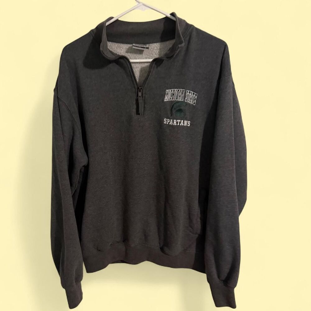 Stadium Athletics Quarter Zip Men L Gray Michigan State Spartans Vintage